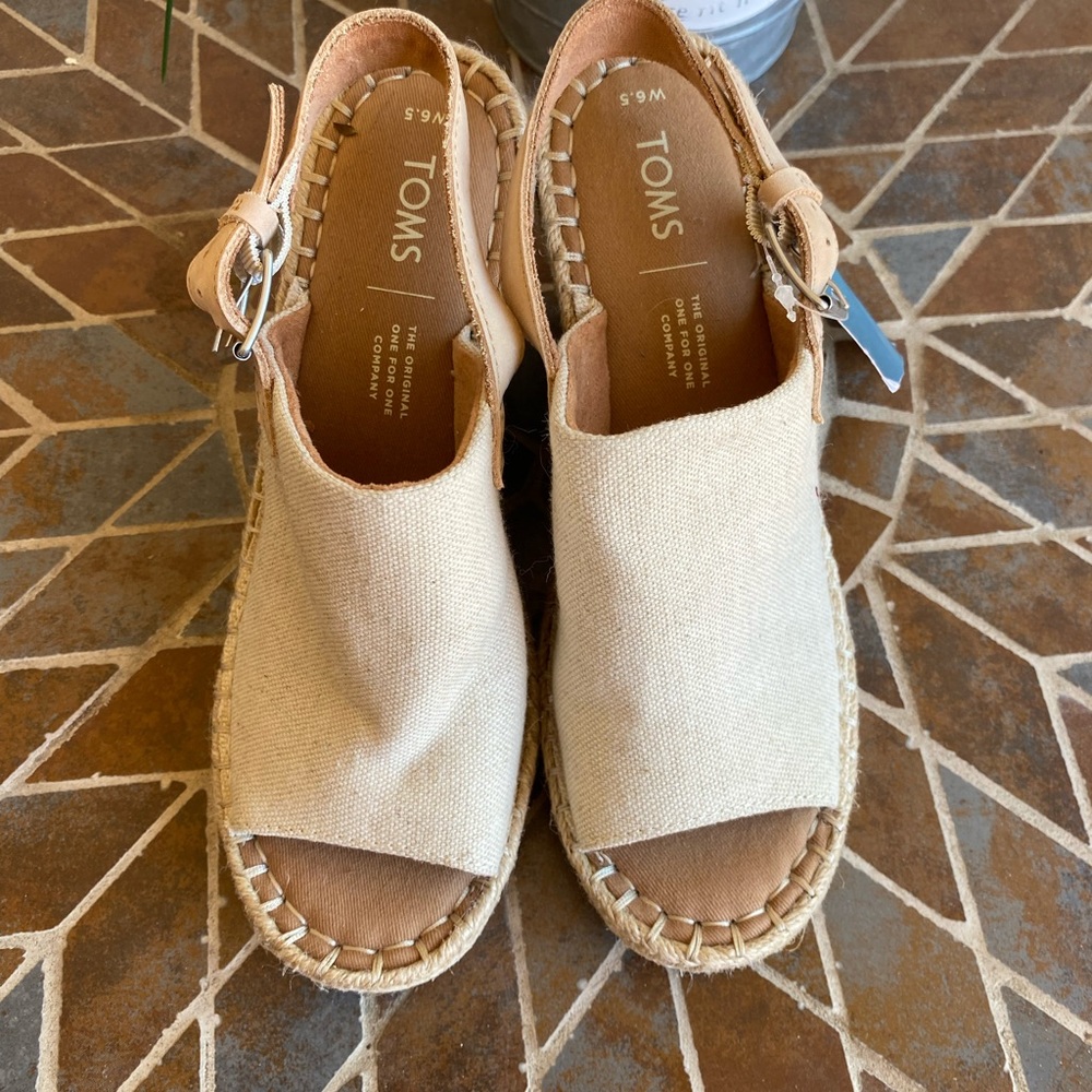 New Toms Wedges Sandals Monica Sling Back 6.5
